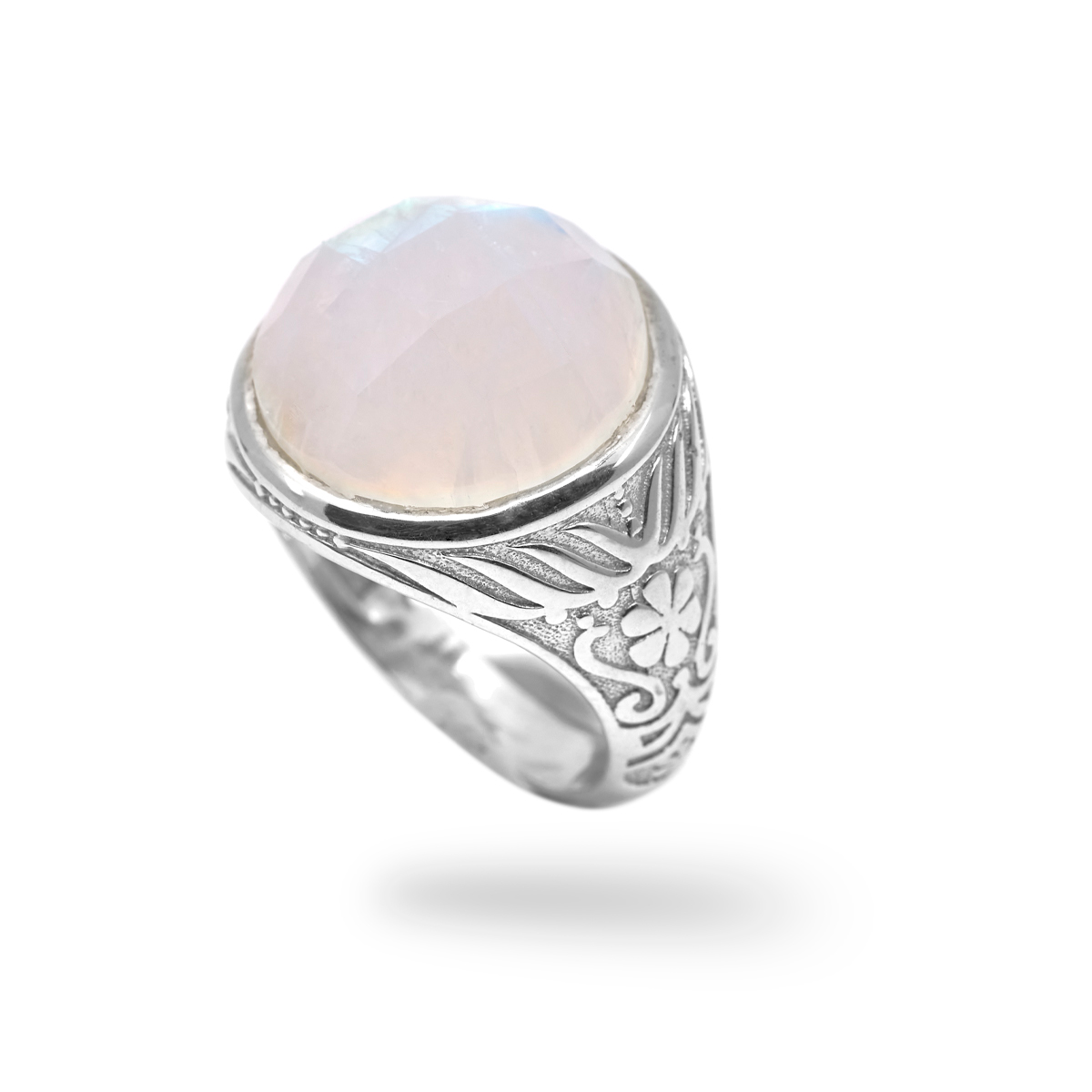 Bague pierre de lune argent Lunaire chevalière